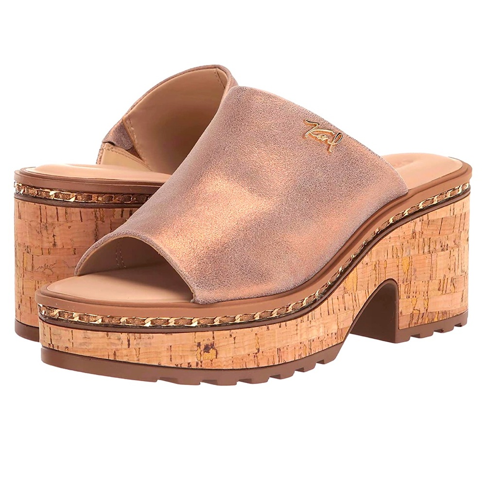 Karl Lagerfeld Paris WOMENS FOOTWEAR Mauve Metallic Slip-on Sandal New